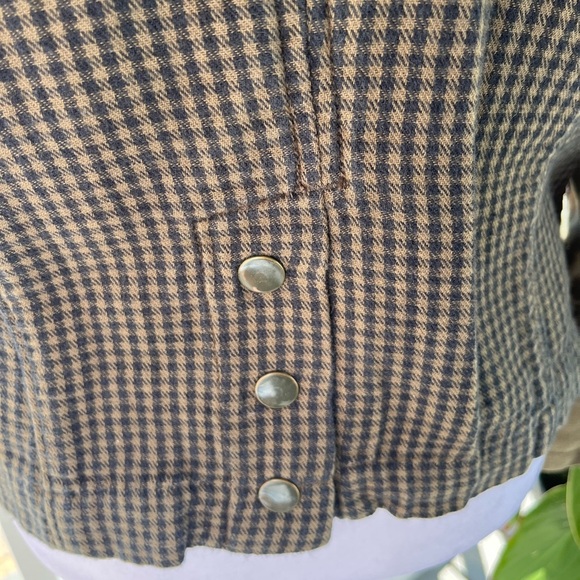 Anthropologie Hei Hei Olive Green Cotton Blazer | Houndstooth Back | Size 8P - Picture 11 of 12